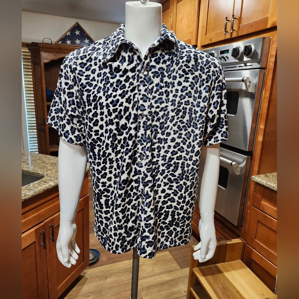 "RARE" Chochie Casuals Rock Star Leopard Pattern Mens Shirt - Size L